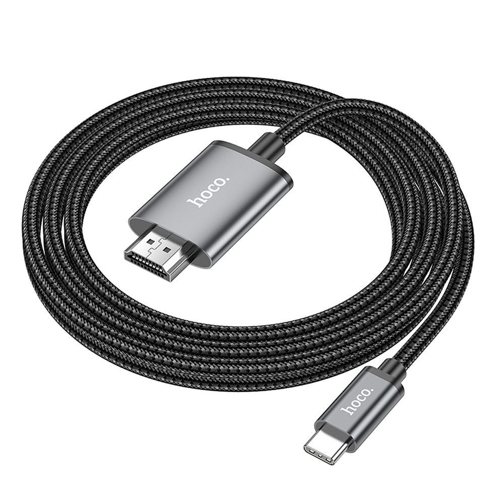 Cable USB C to HDMI Hoco 4K 30Hz 2 m UA27 metal gray | Tech A Break