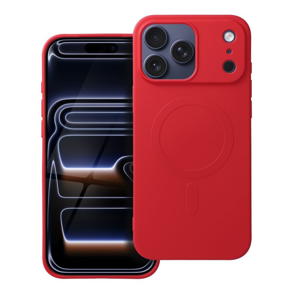Case for iPhone 17 PRO MAX Silicone Mag Cover compatible with MagSafe (big hole) red | Tech A Break
