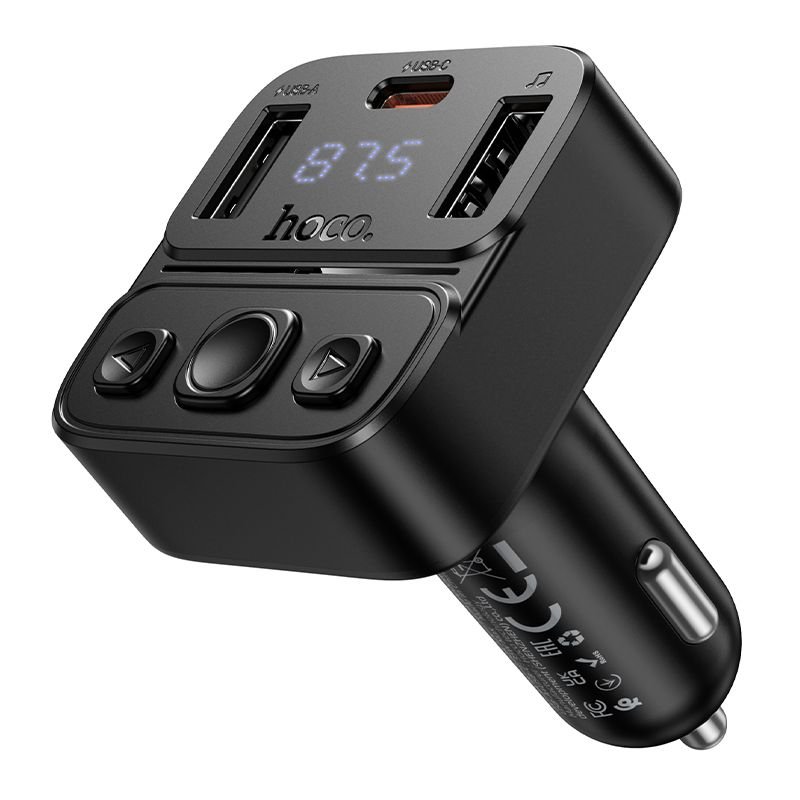 Car transmitter bluetooth Hoco USB A + USB C QC PD 35W E87 black | Tech A Break