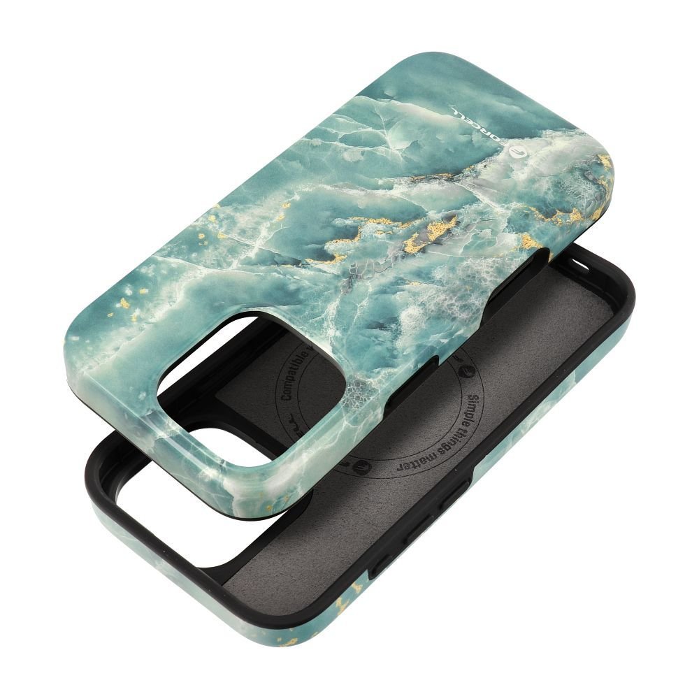 Case for iPhone 15 PRO Forcell F-Protect Mirage compatible with Magsafe Military Drop-Test green marble | Tech A Break