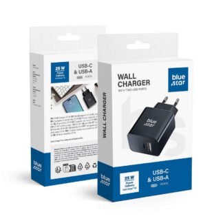 Phone charger Blue Star USB C + USB A QC4.0 PD 3A 25W TFB-TC-25WPD black | Tech A Break
