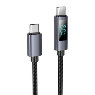 Cable USB C to USB C Hoco 3A 60W with display 1 m X112 black | Tech A Break