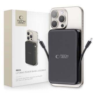 Tech-Protect LifeMag PB31 Power Bank with MagSafe 10000mAh 15W USB-C / USB-A / Built-in USB-C / Lightning Cables - Black