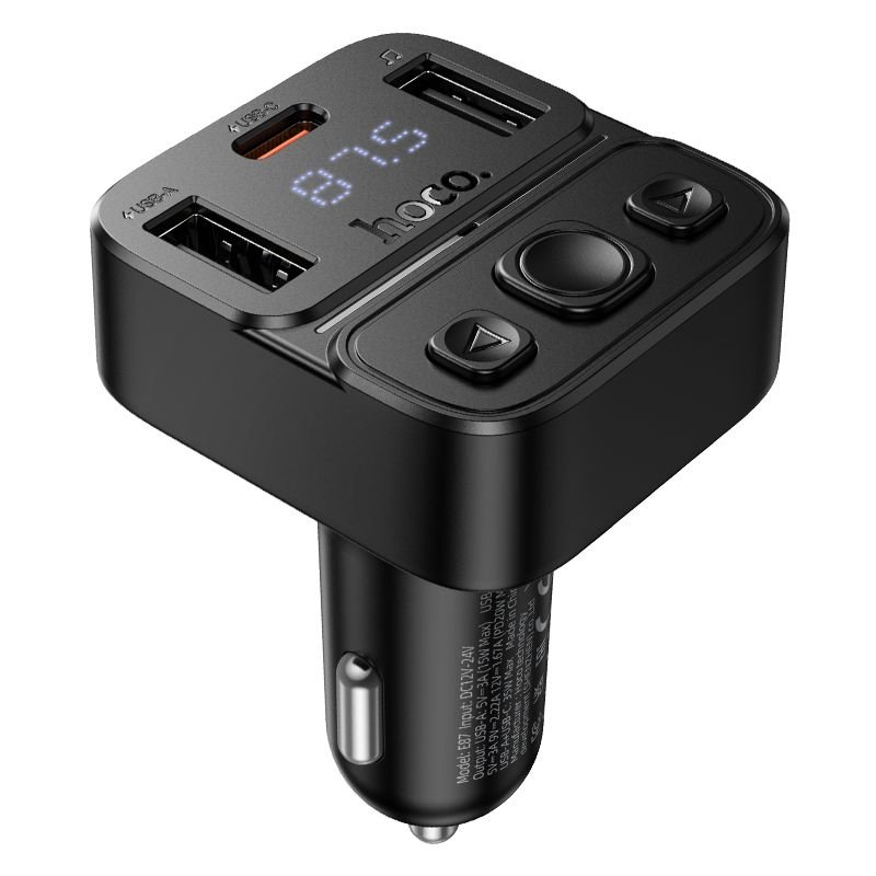 Car transmitter bluetooth Hoco USB A + USB C QC PD 35W E87 black | Tech A Break