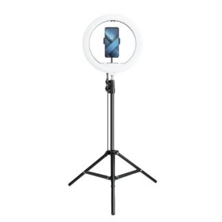 LED Ring Stream RGB lamp 13″ with holder for mobile + tripod black | Tech A Break