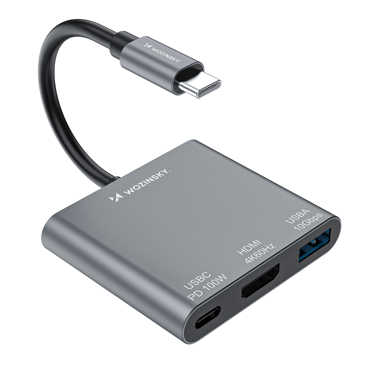 Hub Wozinsky WHCH-01 USB-C PD 100W HDMI 4K@30Hz USB-A 10Gbps - gray - Image 2