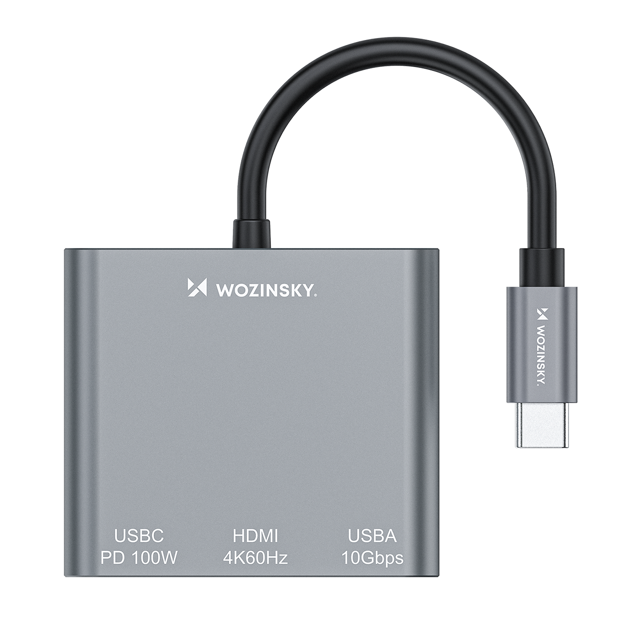 Hub Wozinsky WHCH-01 USB-C PD 100W HDMI 4K@30Hz USB-A 10Gbps - gray - Image 3