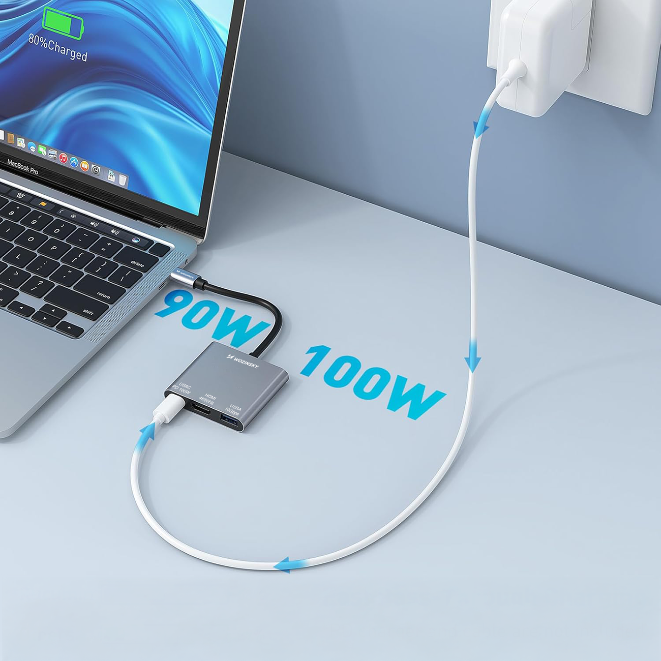 Hub Wozinsky WHCH-01 USB-C PD 100W HDMI 4K@30Hz USB-A 10Gbps - gray - Image 6