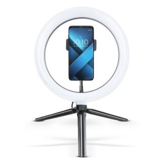 LED Ring Stream RGB lamp 10″ with holder for mobile + tripod black | Tech A Break