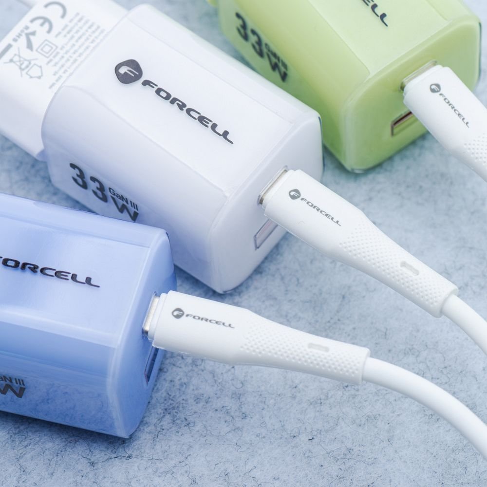 Cable USB A to Micro USB Forcell F-Energy QC3.0 2,4A 18W Silicone 1 m C341 white | Tech A Break