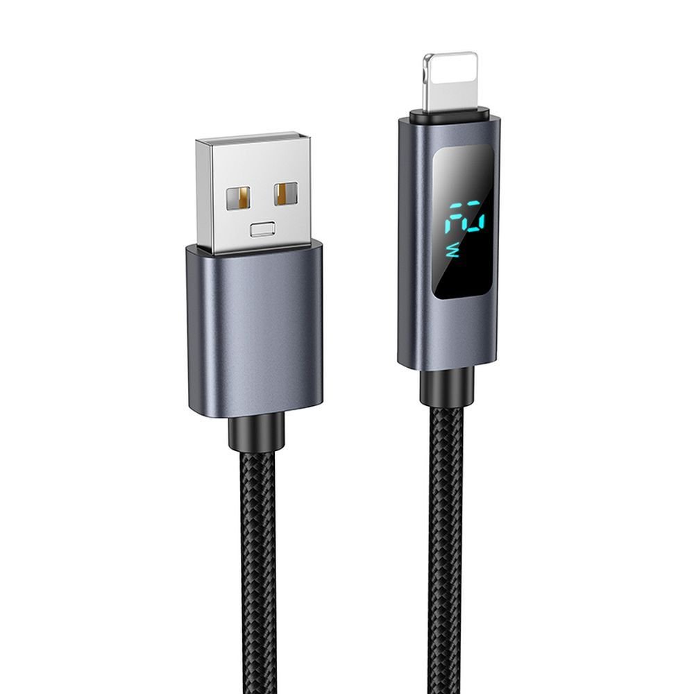 Cable USB A to Lightning Hoco 2,4A with display 1 m X112 black | Tech A Break