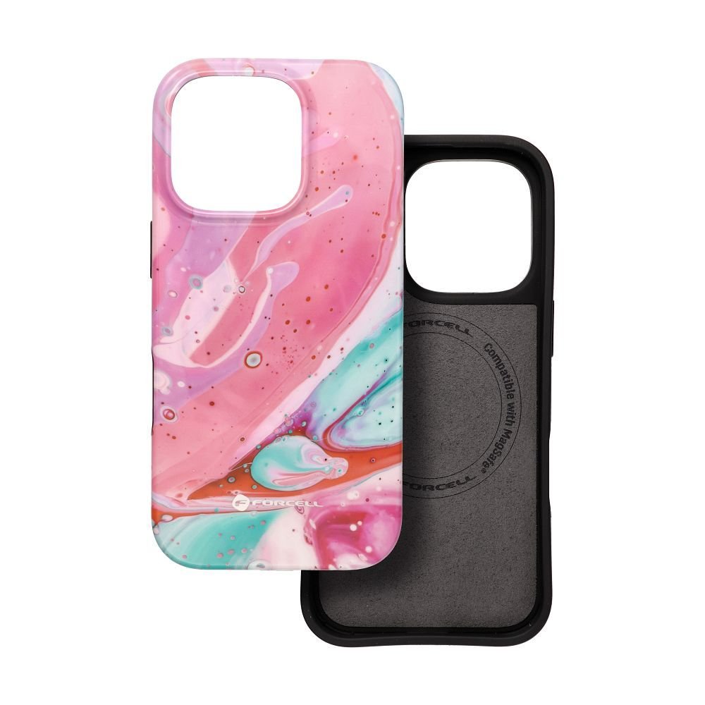 Case for iPhone 15 PRO Forcell F-Protect Mirage compatible with Magsafe Military Drop-Test pink marble | Tech A Break