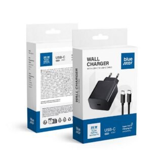 Phone charger Blue Star USB C QC4.0 PD 3A 25W + cable USB C to USB C TFB-TC-25WPD black | Tech A Break