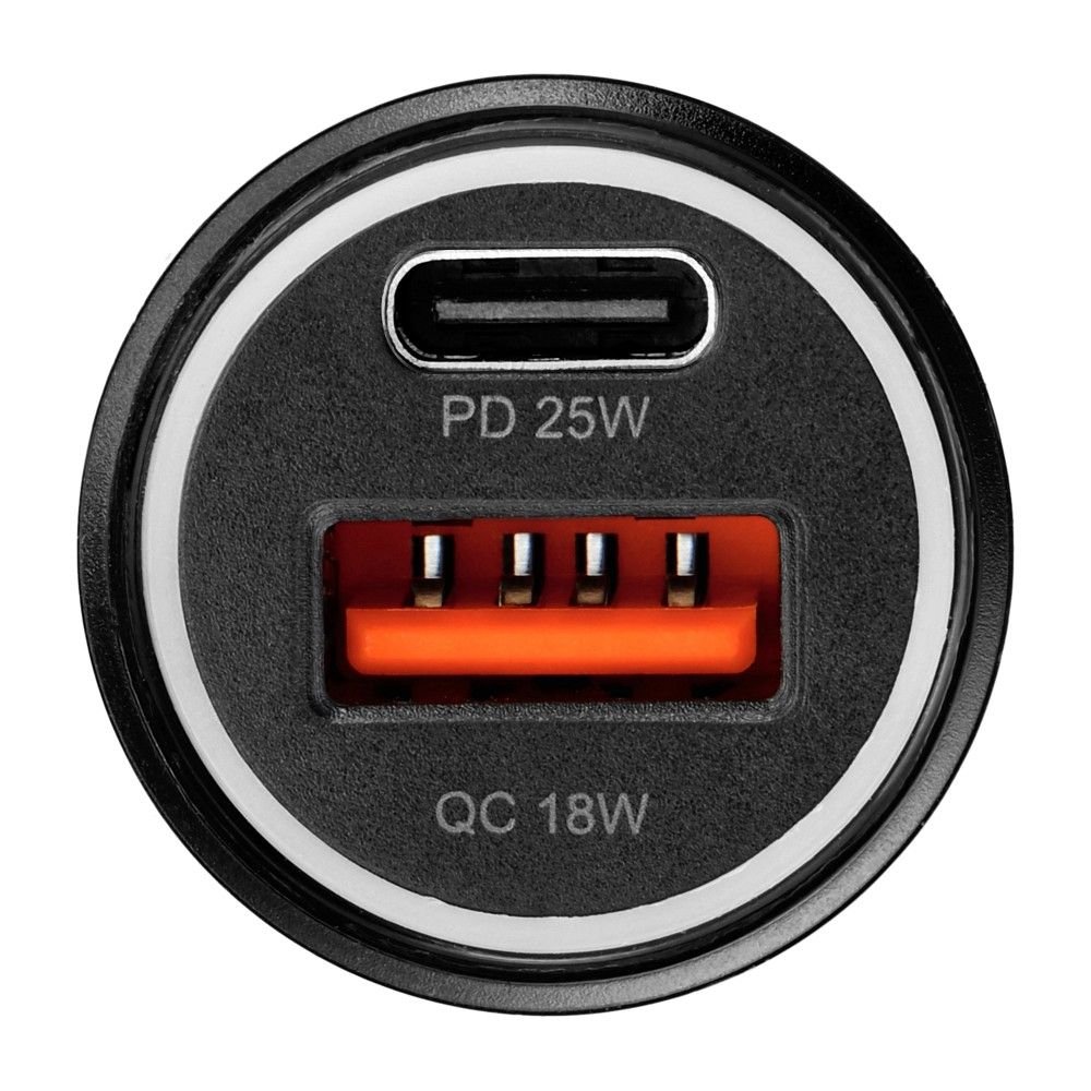 Car charger Blue Star USB C + USB A QC3.0 PD AFC PPS 3A 25W + cable USB C to USB C black | Tech A Break