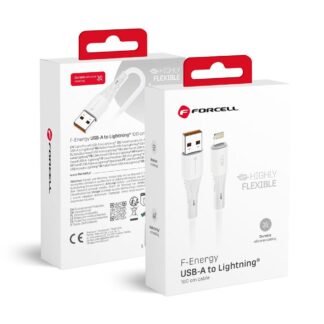 Cable USB A to Lightning Forcell F-Energy 2,4A 12W Silicone 1 m C343 white | Tech A Break