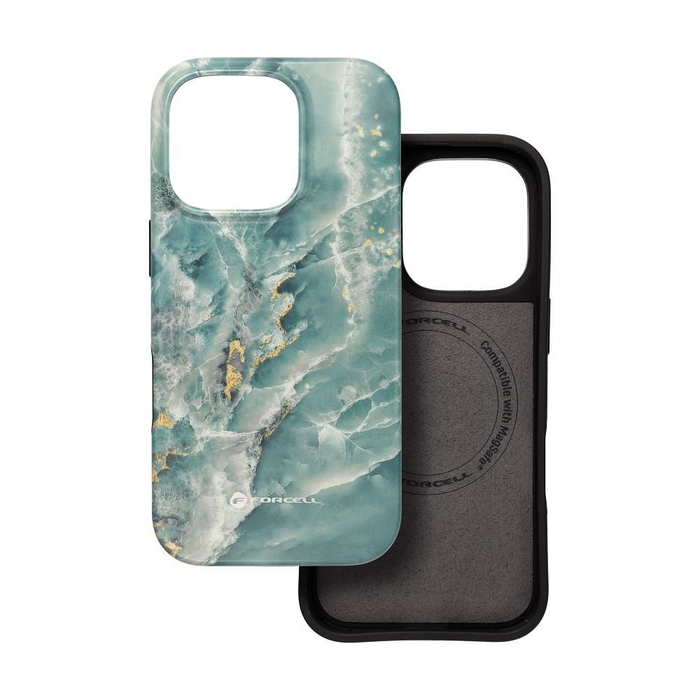 Case for iPhone 15 PRO Forcell F-Protect Mirage compatible with Magsafe Military Drop-Test green marble | Tech A Break