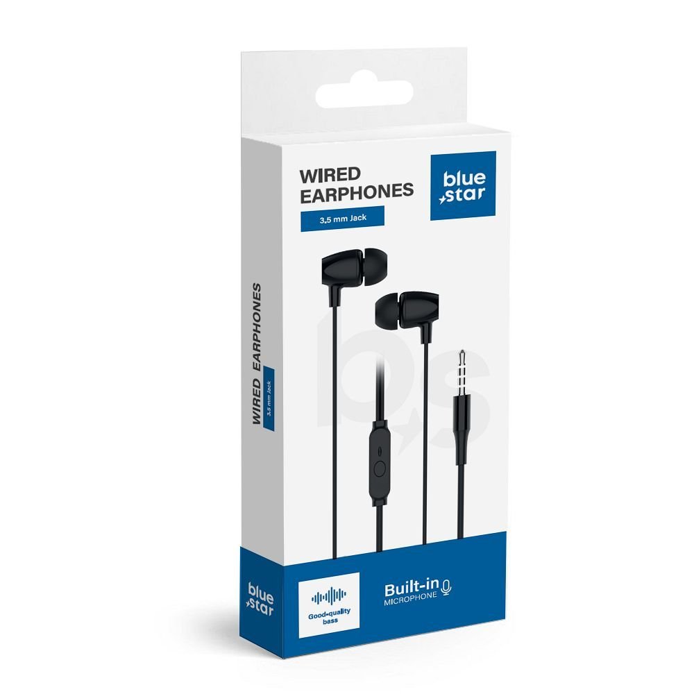 Wire earphones Jack 3,5 mm Blue Star PA-E67 1,2 m black | Tech A Break