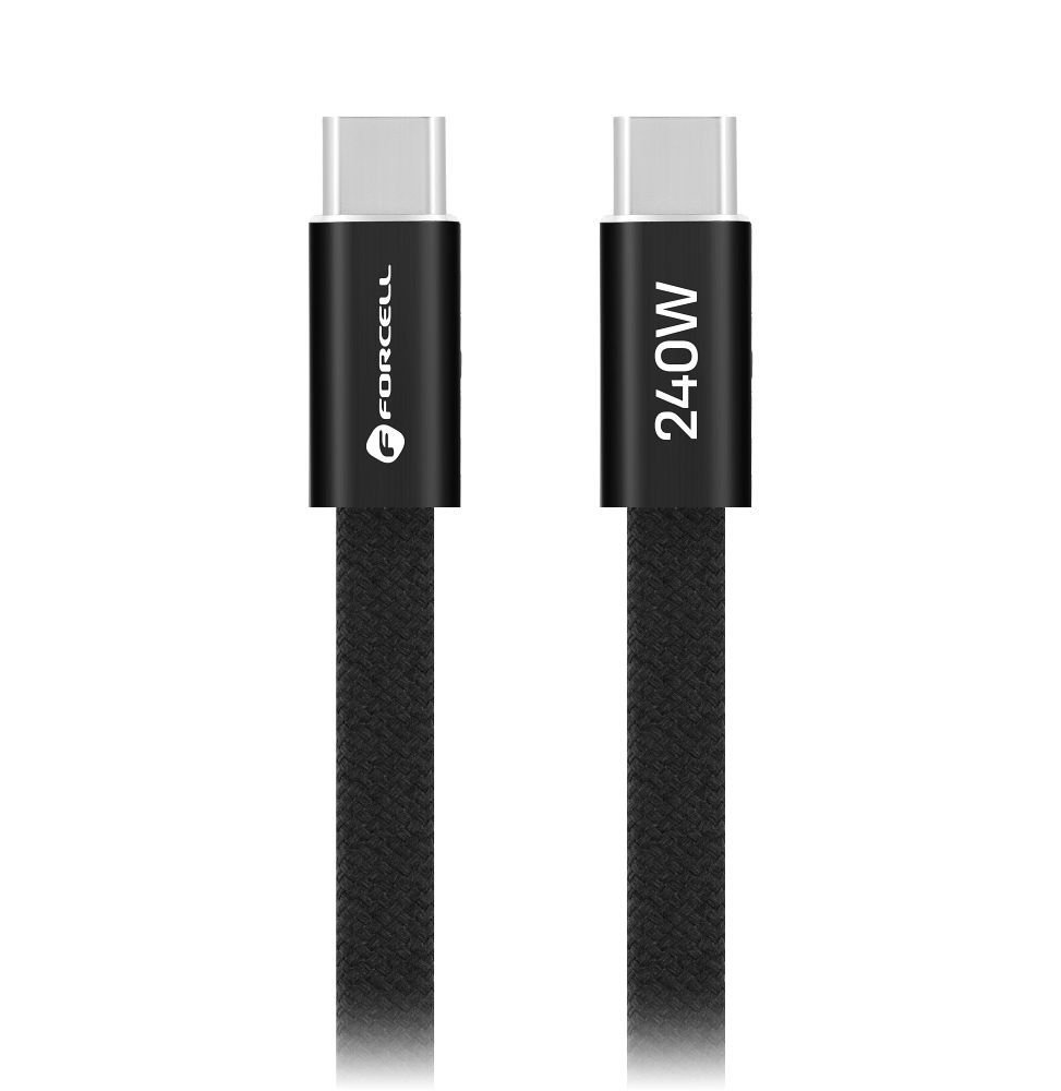 Cable USB C to USB C Forcell F-Energy QC4.0 PD 5A 240W Cafule Flat 1,2 m CCFN23 black | Tech A Break