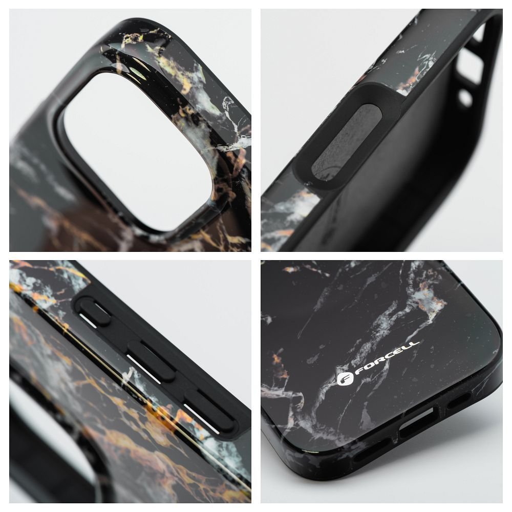 Case for iPhone 16 PLUS Forcell F-Protect Mirage compatible with Magsafe Military Drop-Test black marble | Tech A Break