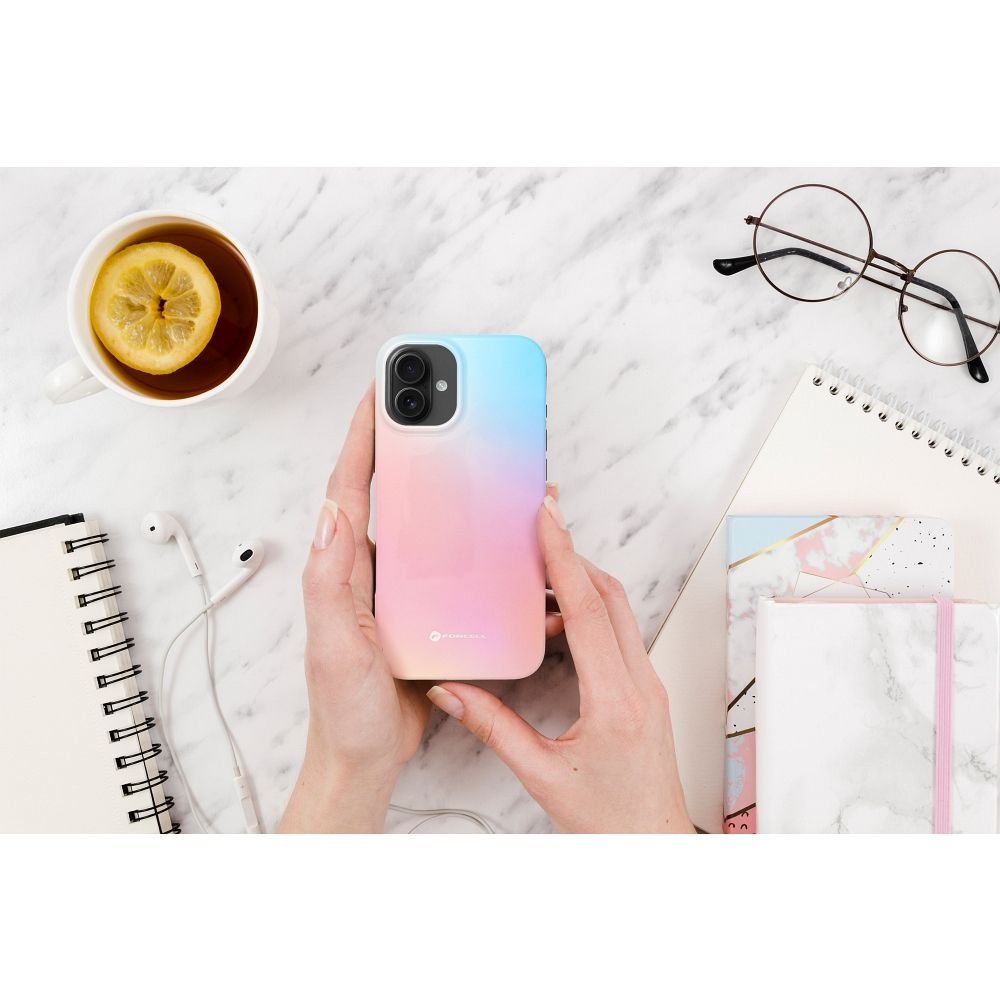 Case for iPhone 16 PRO MAX Forcell F-Protect Mirage compatible with Magsafe Military Drop-Test pinky blue | Tech A Break