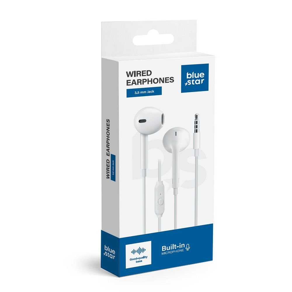 Wire earphones Jack 3,5 mm Blue Star PA-E65 1,2 m white | Tech A Break