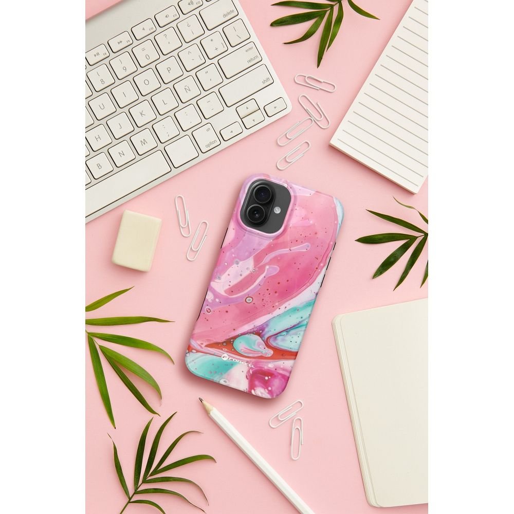 Case for iPhone 15 PRO Forcell F-Protect Mirage compatible with Magsafe Military Drop-Test pink marble | Tech A Break