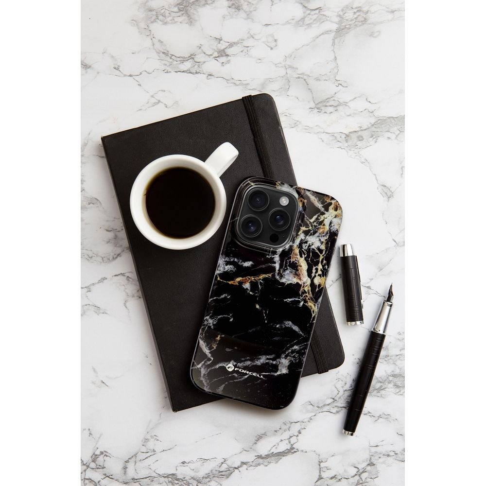 Case for iPhone 16 PLUS Forcell F-Protect Mirage compatible with Magsafe Military Drop-Test black marble | Tech A Break