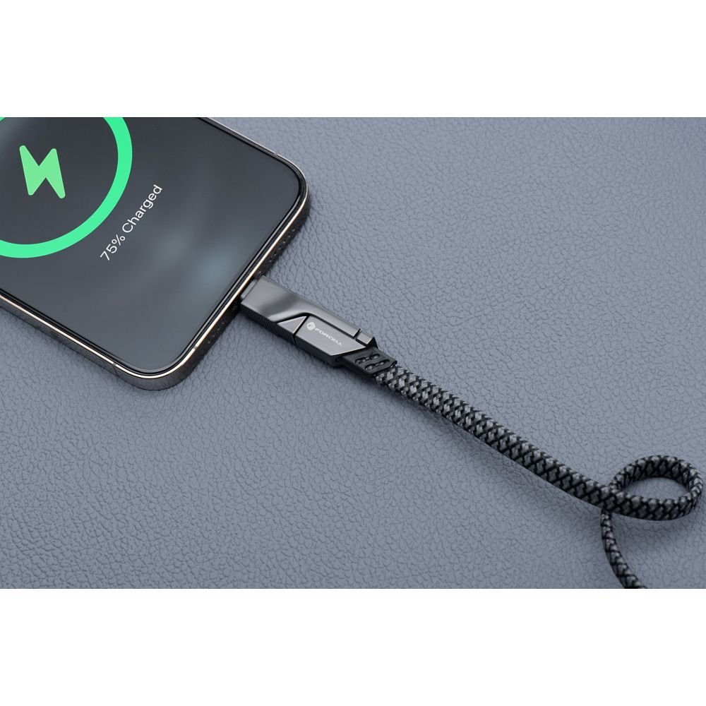 Cable 4 in 1 USB C / USB A to USB C / Lightning Forcell F-Energy QC PD 3A 60W 1 m C241 chrome | Tech A Break