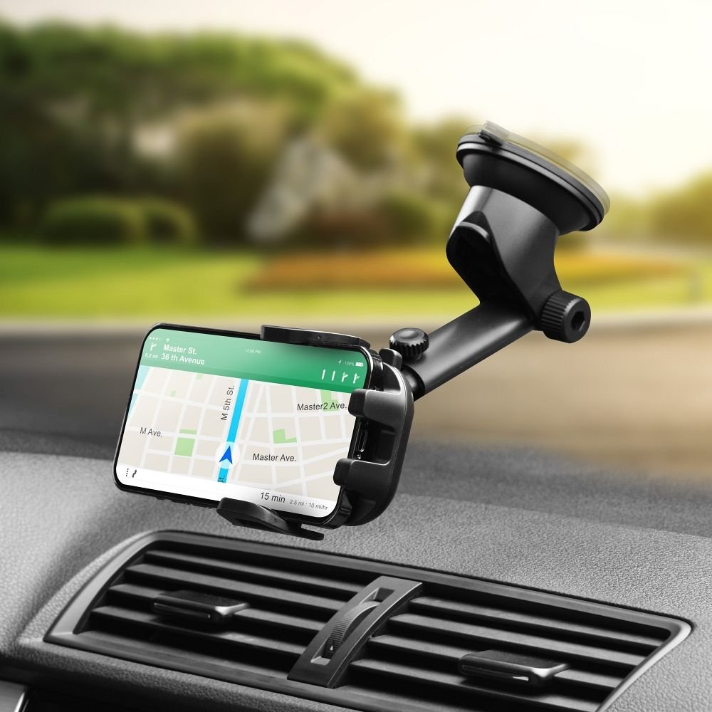 Car phone holder Forcell F-Grip Carbon Bracket mounting arm windshield / dashboard black | Tech A Break