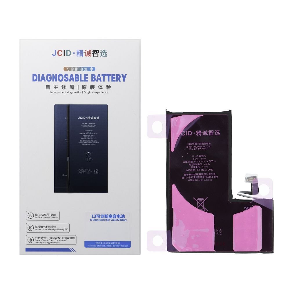 JCID Diagnosable Battery for iPhone 15 Pro 3420 mAh (high capacity) | Tech A Break