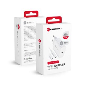 Phone charger Forcell F-Energy USB C QC4.0 PD 3A 25W + cable USB C to USB C TFK-TC-25WPD white | Tech A Break