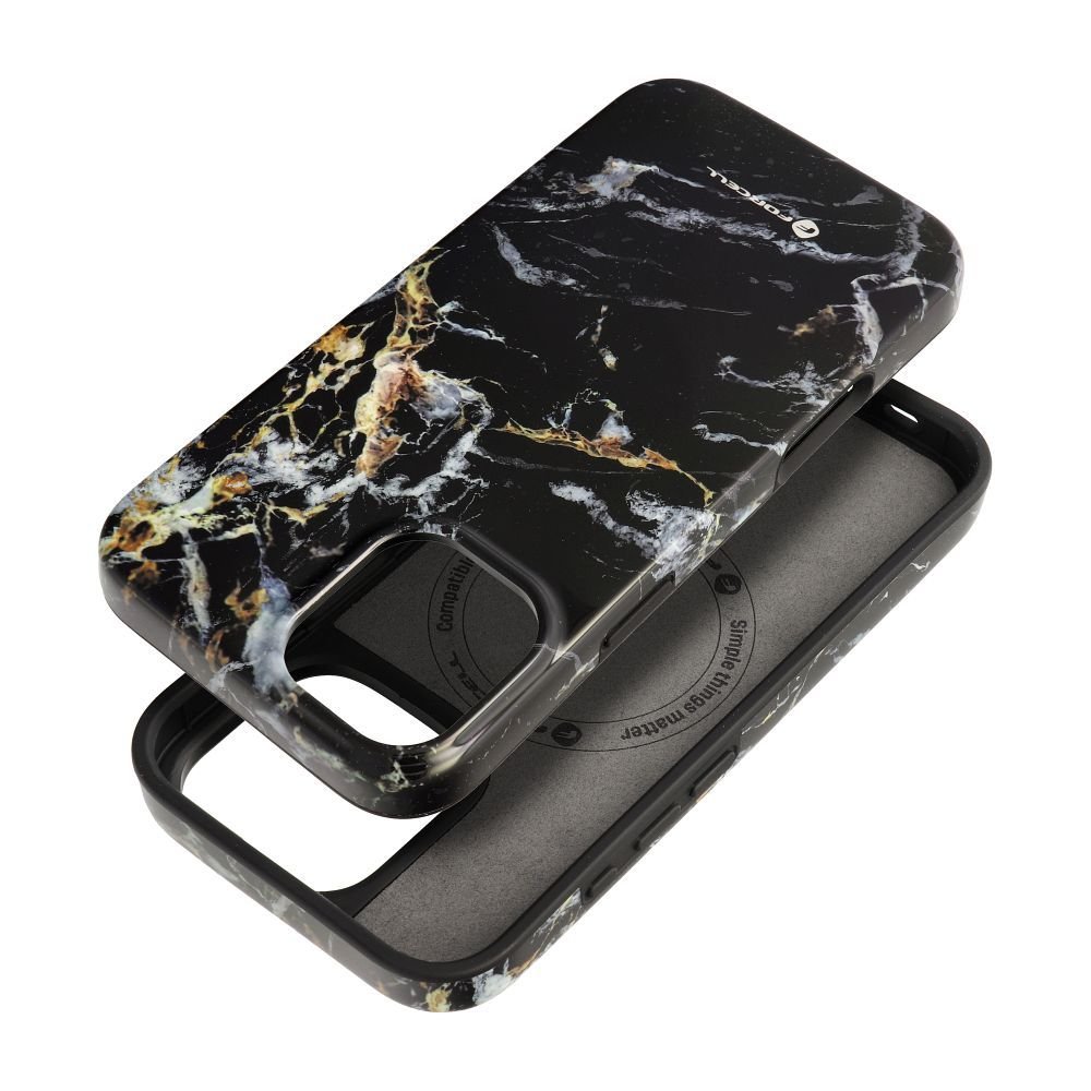 Case for iPhone 16 PLUS Forcell F-Protect Mirage compatible with Magsafe Military Drop-Test black marble | Tech A Break