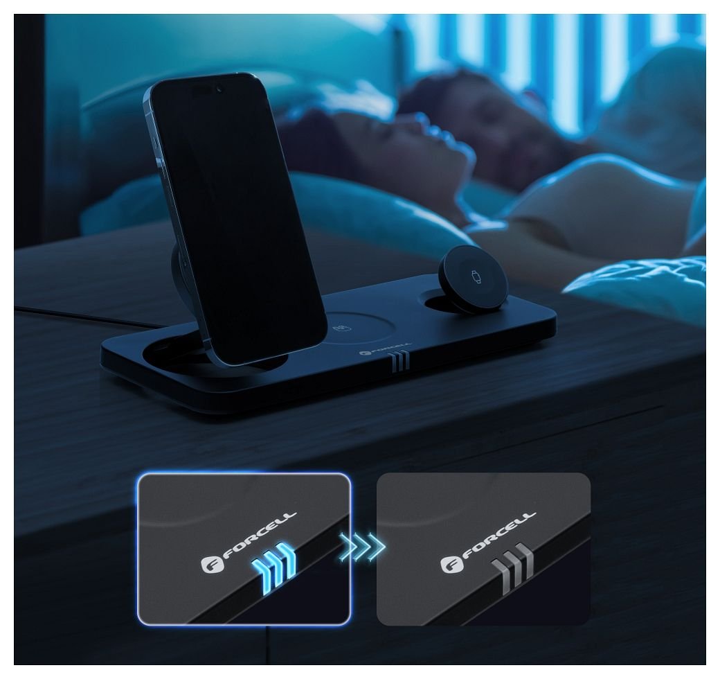 Wireless charge Forcell F-Energy 3in1 MagNetix USB C Qi2 20,5W compatible with MagSafe black 0INT | Tech A Break