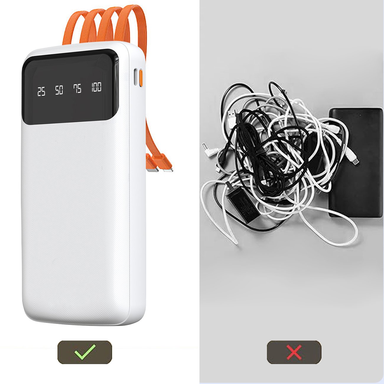 Dudao K6Pro Universal 10000mAh Power Bank with USB Cable, USB Type C, Lightning white (K6Pro-white) - Image 3