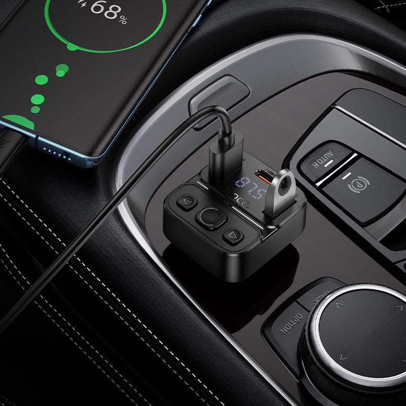 Car transmitter bluetooth Hoco USB A + USB C QC PD 35W E87 black | Tech A Break