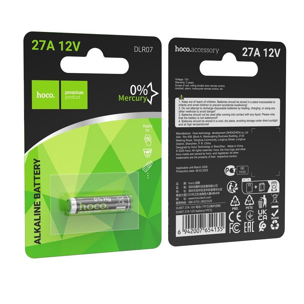 Alkaline battery 27A Hoco 12V DLR07 1 pcs | Tech A Break