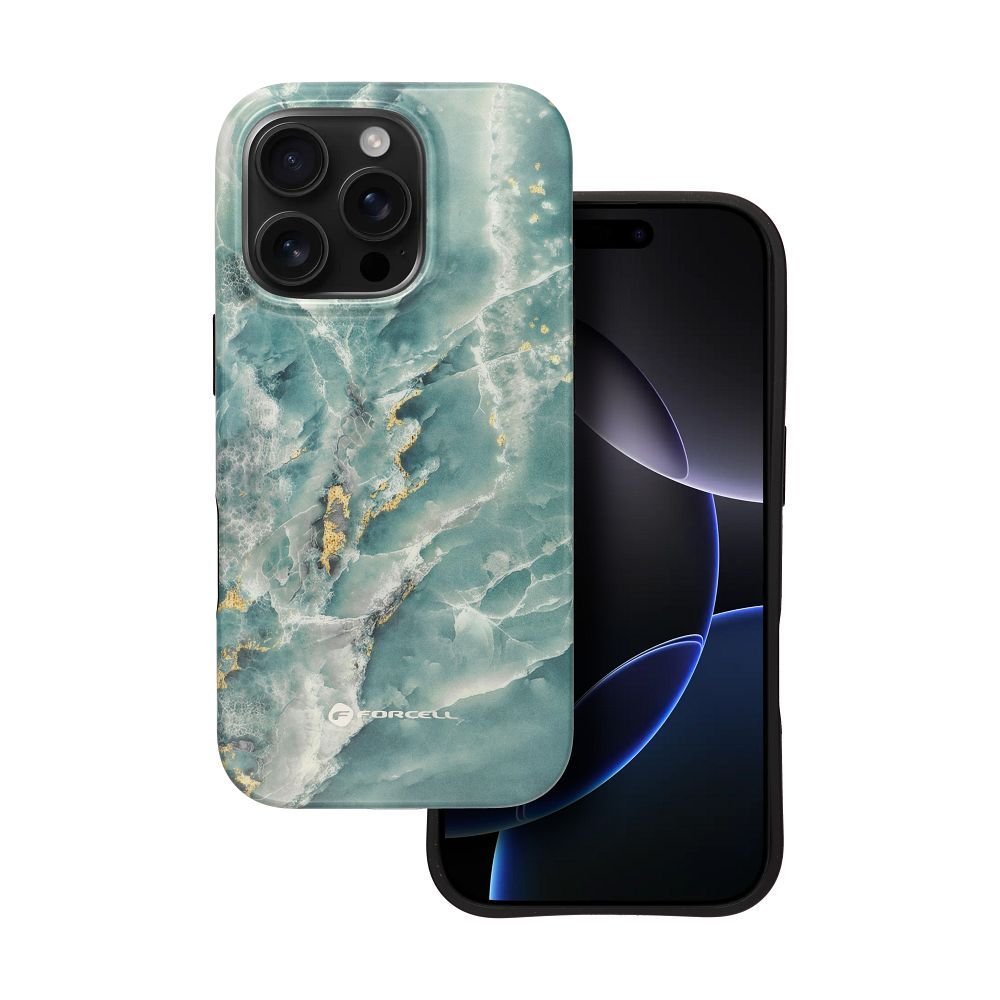 Case for iPhone 15 PRO Forcell F-Protect Mirage compatible with Magsafe Military Drop-Test green marble | Tech A Break