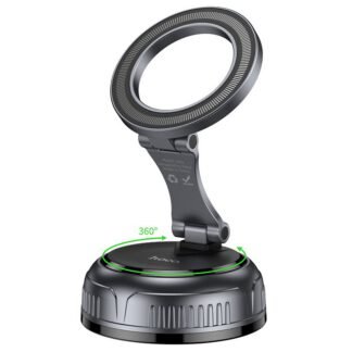 Car holder magnetic Hoco with adjustable suction cum H92 black metal gray | Tech A Break