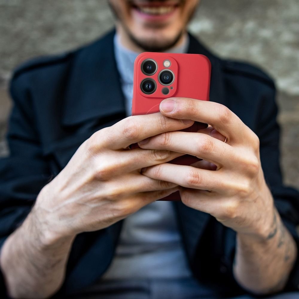Case for iPhone 17 PRO MAX Silicone Mag Cover compatible with MagSafe (big hole) red | Tech A Break