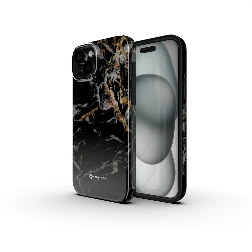 Case for iPhone 16 PLUS Forcell F-Protect Mirage compatible with Magsafe Military Drop-Test black marble | Tech A Break