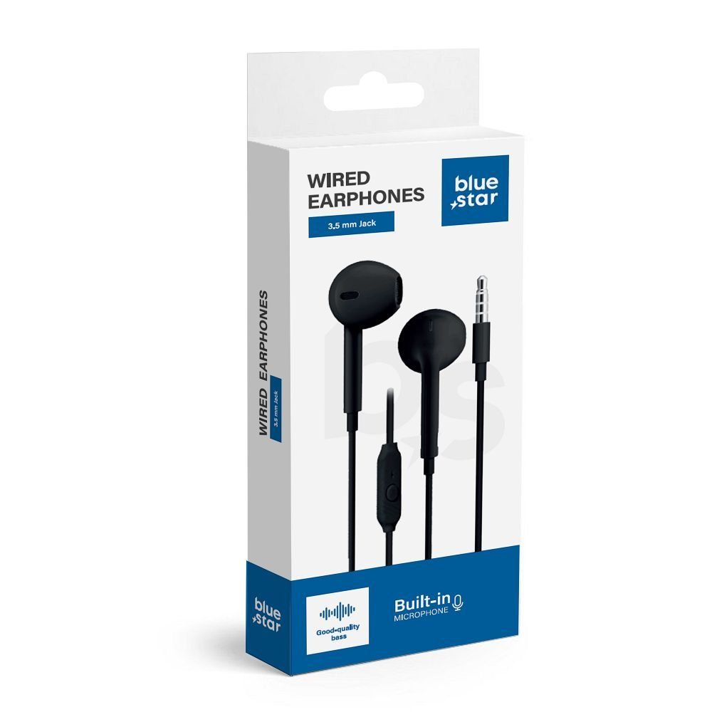 Wire earphones Jack 3,5 mm Blue Star PA-E65 1,2 m black | Tech A Break