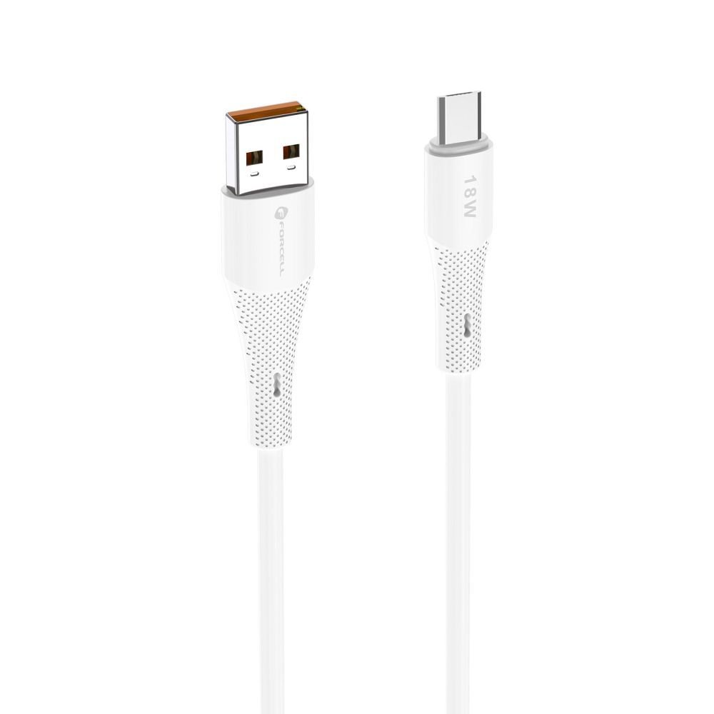 Cable USB A to Micro USB Forcell F-Energy QC3.0 2,4A 18W Silicone 1 m C341 white | Tech A Break