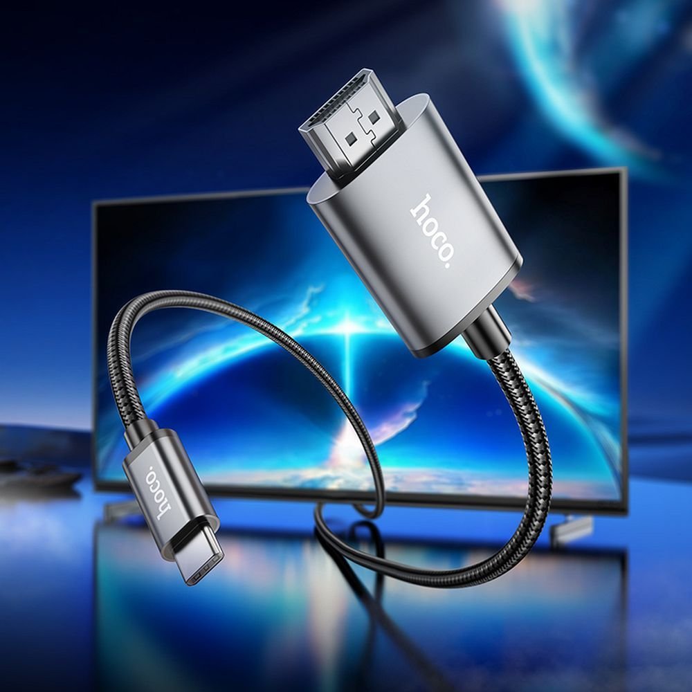 Cable USB C to HDMI Hoco 4K 30Hz 2 m UA27 metal gray | Tech A Break