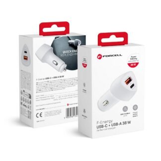 Car charger Forcell F-Energy Carbon USB C + USB A QC3. 0 PD 3A 38W CC50-1A1C white | Tech A Break
