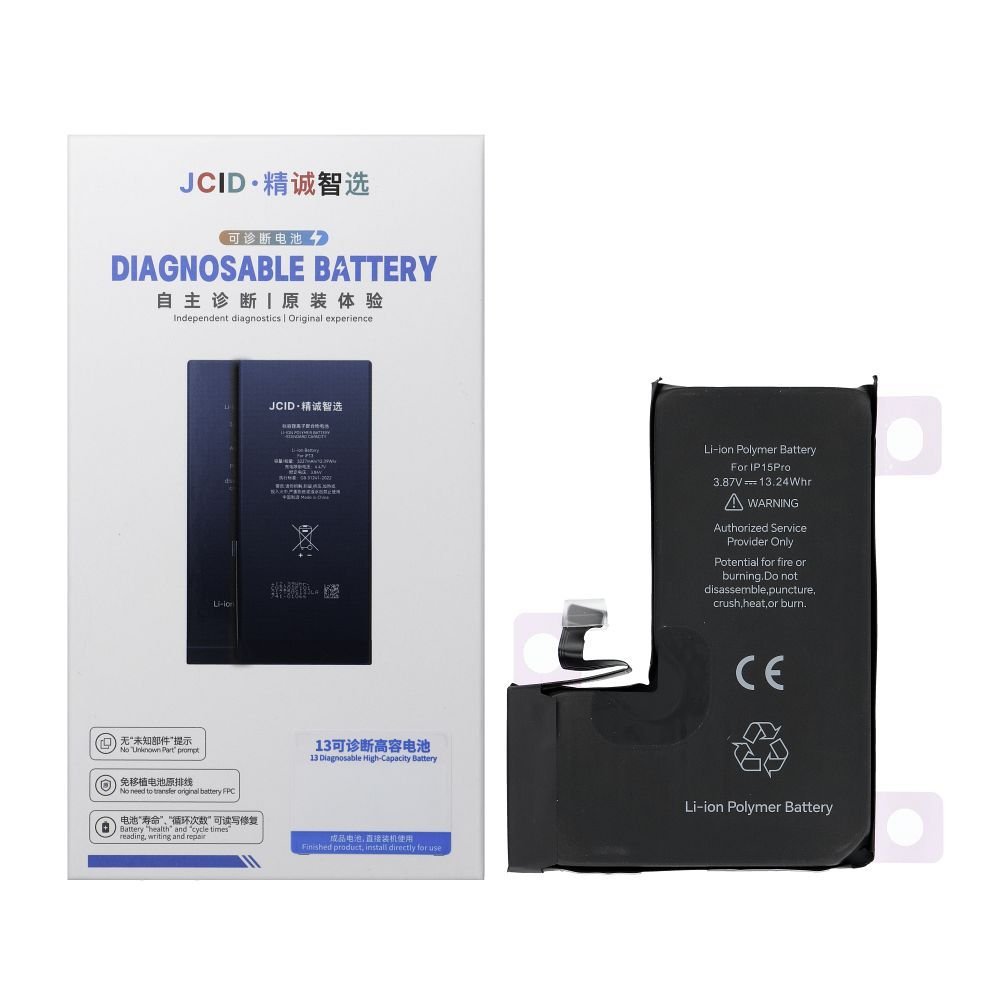 JCID Diagnosable Battery for iPhone 15 Pro 3420 mAh (high capacity) | Tech A Break