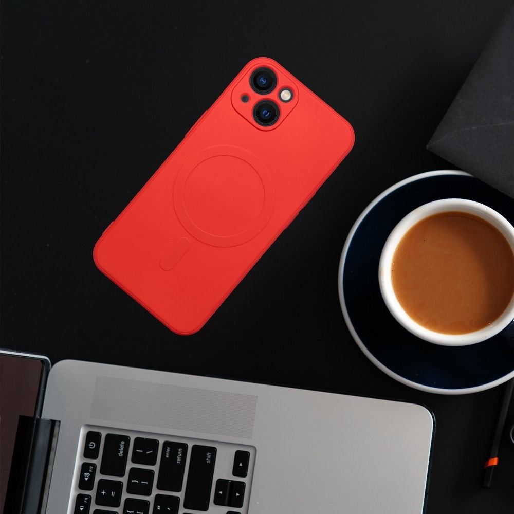 Case for iPhone 17 PRO MAX Silicone Mag Cover compatible with MagSafe (big hole) red | Tech A Break