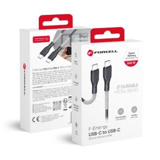 Cable USB C to USB C Forcell F-Energy QC4.0 PD 5A 240W Carbon 1 m CB-05C black | Tech A Break