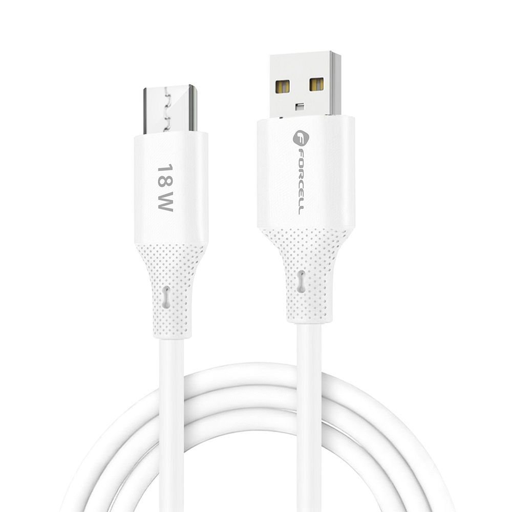Cable USB A to Micro USB Forcell F-Energy QC3.0 2,4A 18W Silicone 1 m C341 white | Tech A Break
