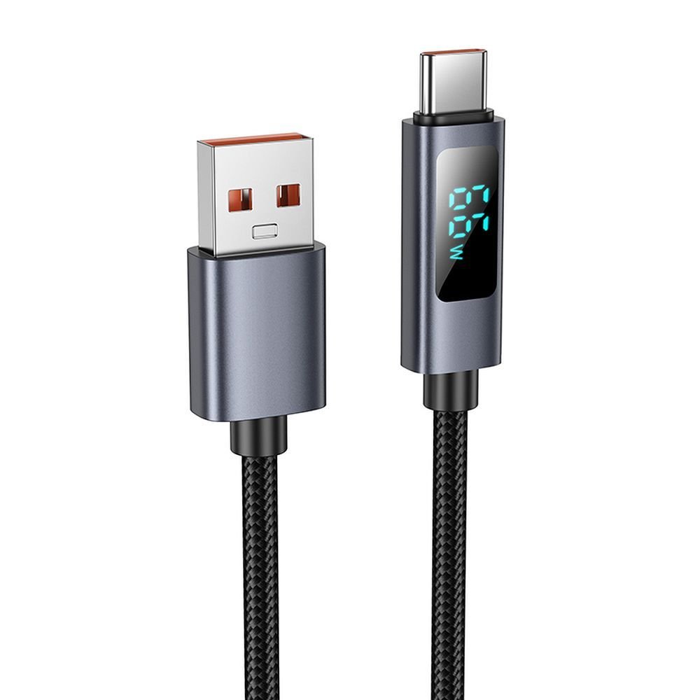Cable USB A to USB C Hoco 5A with display 1 m X112 black | Tech A Break