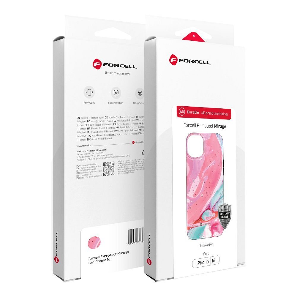 Case for iPhone 15 PRO Forcell F-Protect Mirage compatible with Magsafe Military Drop-Test pink marble | Tech A Break